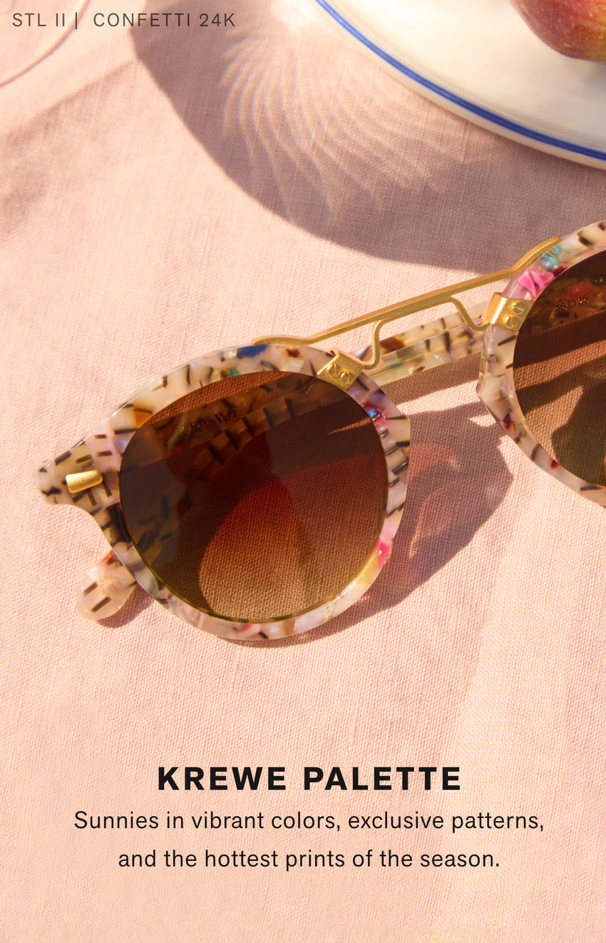 "THE KREWE PALETTE  Sunnies in vibrant colors, exclusive patterns, and the hottest prints of the season. "