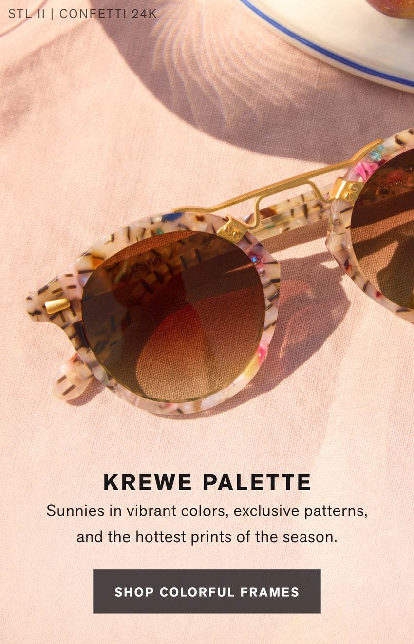 "THE KREWE PALETTE  Sunnies in vibrant colors, exclusive patterns, and the hottest prints of the season. "