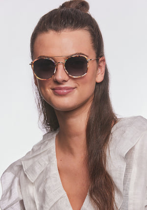 AUSTIN | Capri 24K Titanium Handcrafted, Luxury multicolored acetate KREWE sunglasses womens model | Model: Bentley