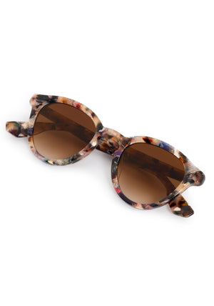 BARRETT | Amalfi Handcrafted, luxury multicolored tortoise acetate round KREWE sunglasses