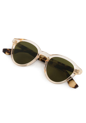 BARRETT | Haze + Iberia Polarized Handcrafted, luxury champagne and brown tortoise acetate round KREWE polarized sunglasses