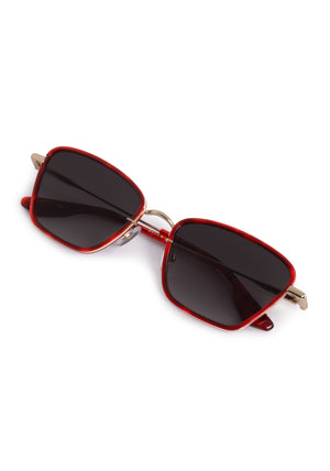 BELLA | 12K + Sangria Handcrafted, luxury red acetate and stainless steel cat-eye KREWE sunglasses