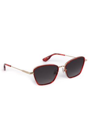 BELLA | 12K + Sangria Handcrafted, luxury red acetate and stainless steel cat-eye KREWE sunglasses