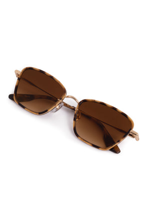 BELLA | 18K + Venezia Handcrafted, luxury brown tortoise acetate and stainless steel cat-eye KREWE sunglasses