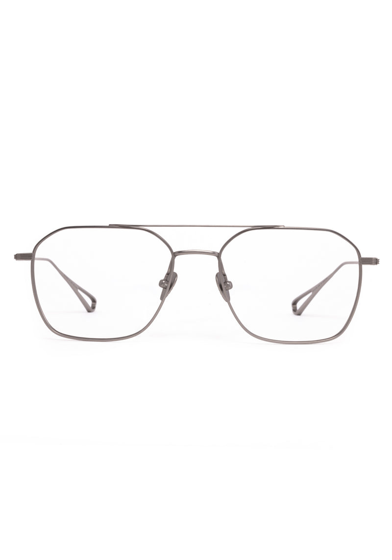 BERM | Matte Raw Titanium Handcrafted, luxury titanium metal aviator KREWE eyeglasses