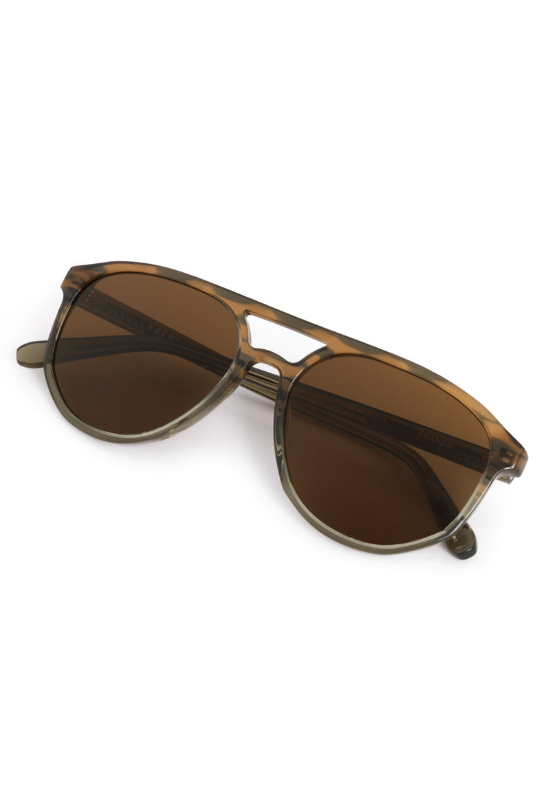 BRANDO | Marsh Polarized Handcrafted, luxury brown green grey gradient acetate aviator polarized KREWE sunglasses