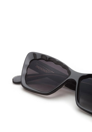 BRIGITTE | Black + Black & Crystal Handcrafted, Black Acetate KREWE Sunglasses