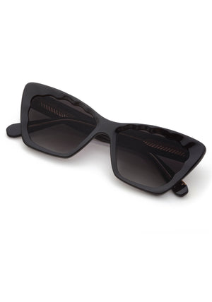 BRIGITTE | Black + Black & Crystal Handcrafted, Black Acetate KREWE Sunglasses