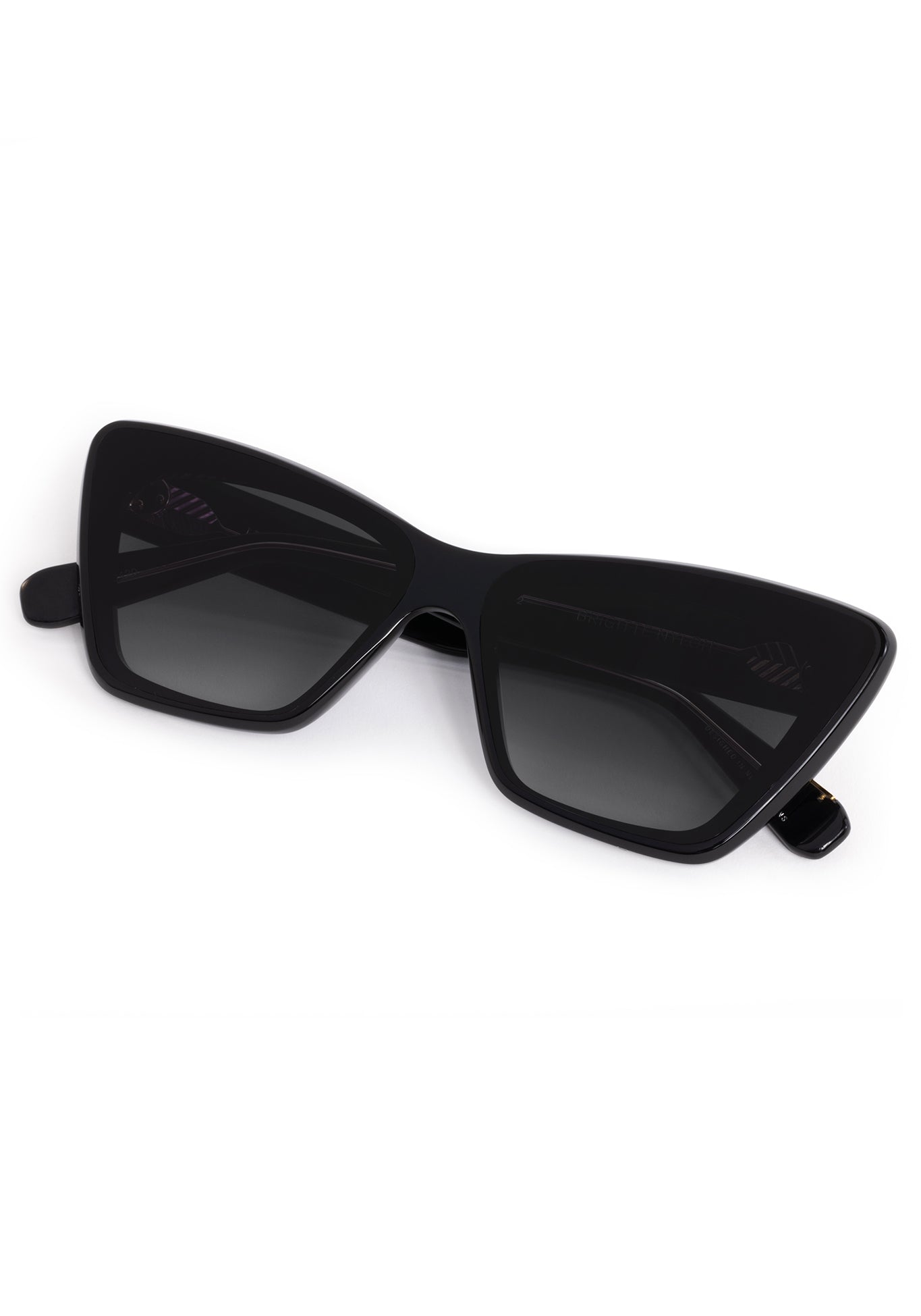 BRIGITTE NYLON | Black + Black and Crystal Handcrafted, black acetate cat-eye nylon edge to edge lens KREWE sunglasses