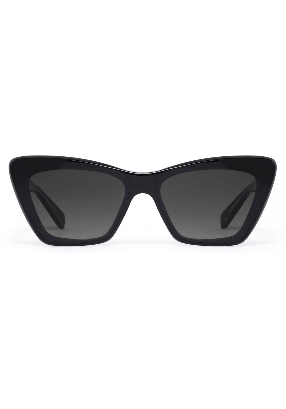 BRIGITTE NYLON | Black + Black and Crystal Handcrafted, black acetate cat-eye nylon edge to edge lens KREWE sunglasses