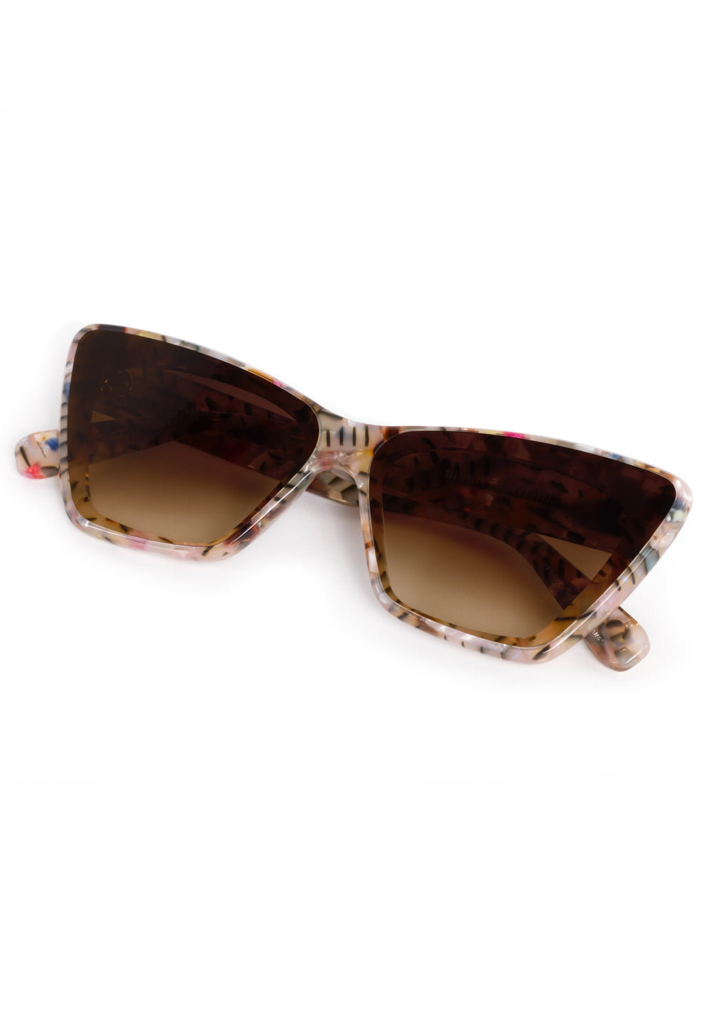 BRIGITTE NYLON | Confetti Handcrafted, multicolored tortoise acetate cat-eye nylon edge to edge lens KREWE sunglasses