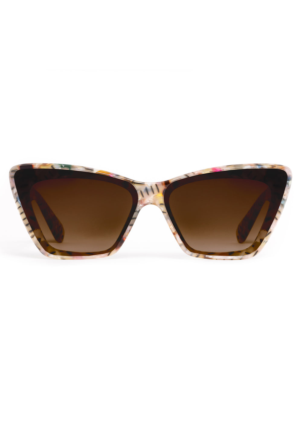 BRIGITTE NYLON | Confetti Handcrafted, multicolored tortoise acetate cat-eye nylon edge to edge lens KREWE sunglasses