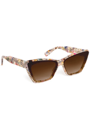 BRIGITTE NYLON | Confetti Handcrafted, multicolored tortoise acetate cat-eye nylon edge to edge lens KREWE sunglasses