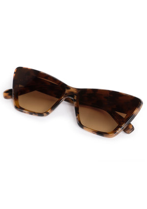 BRIGITTE NYLON | Venezia Handcrafted, dark brown tortoise acetate cat-eye nylon edge to edge lens KREWE sunglasses