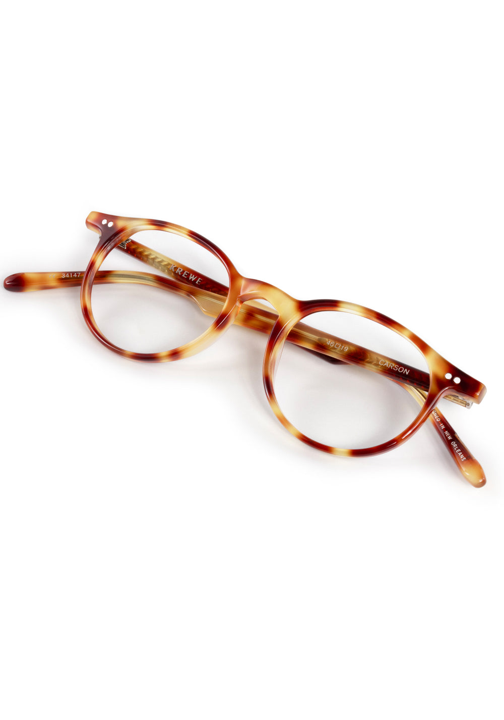CARSON | Hawksbill Handcrafted, luxury brown tortoise acetate small round KREWE eyeglasses