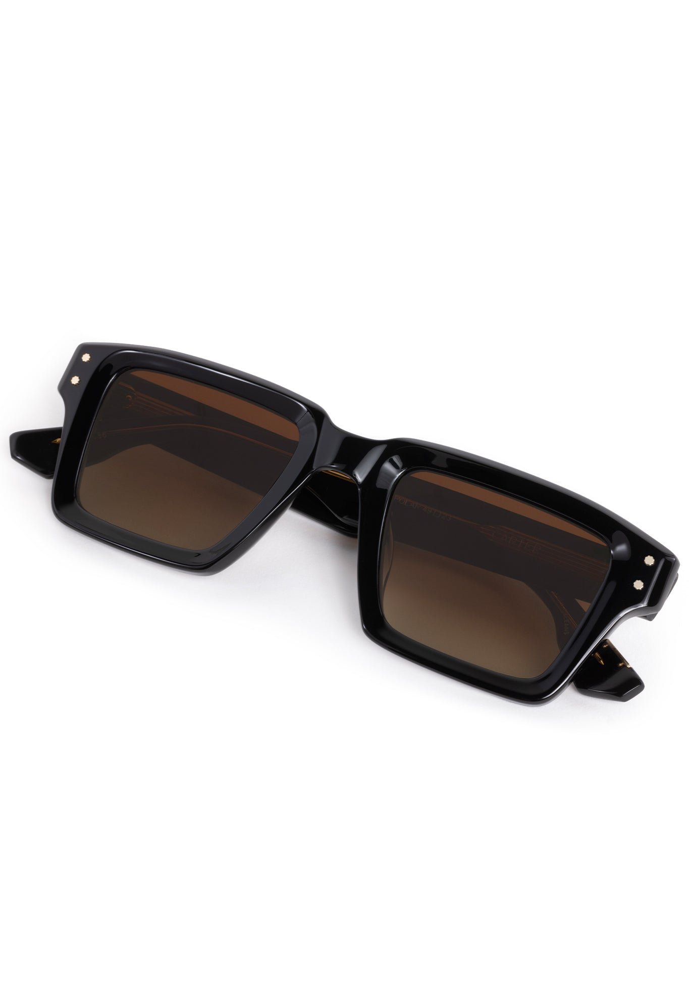 CARTER | Black + Black Tea Polarized Handcrafted, black acetate rectangular square polarized KREWE sunglasses