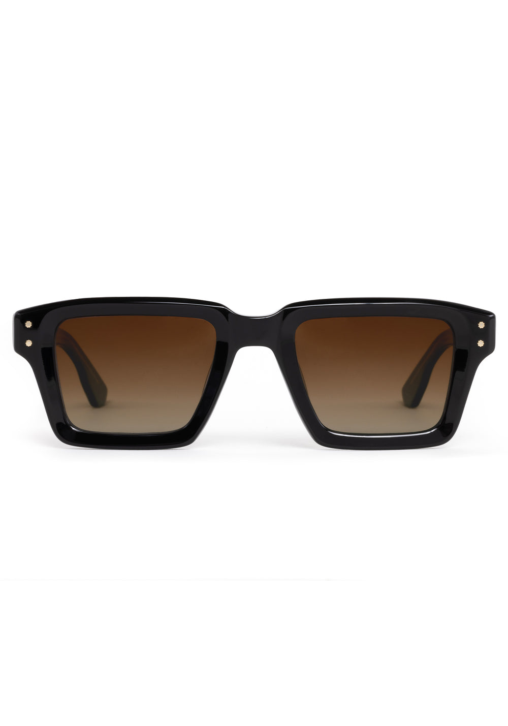 CARTER | Black + Black Tea Polarized Handcrafted, black acetate rectangular square polarized KREWE sunglasses