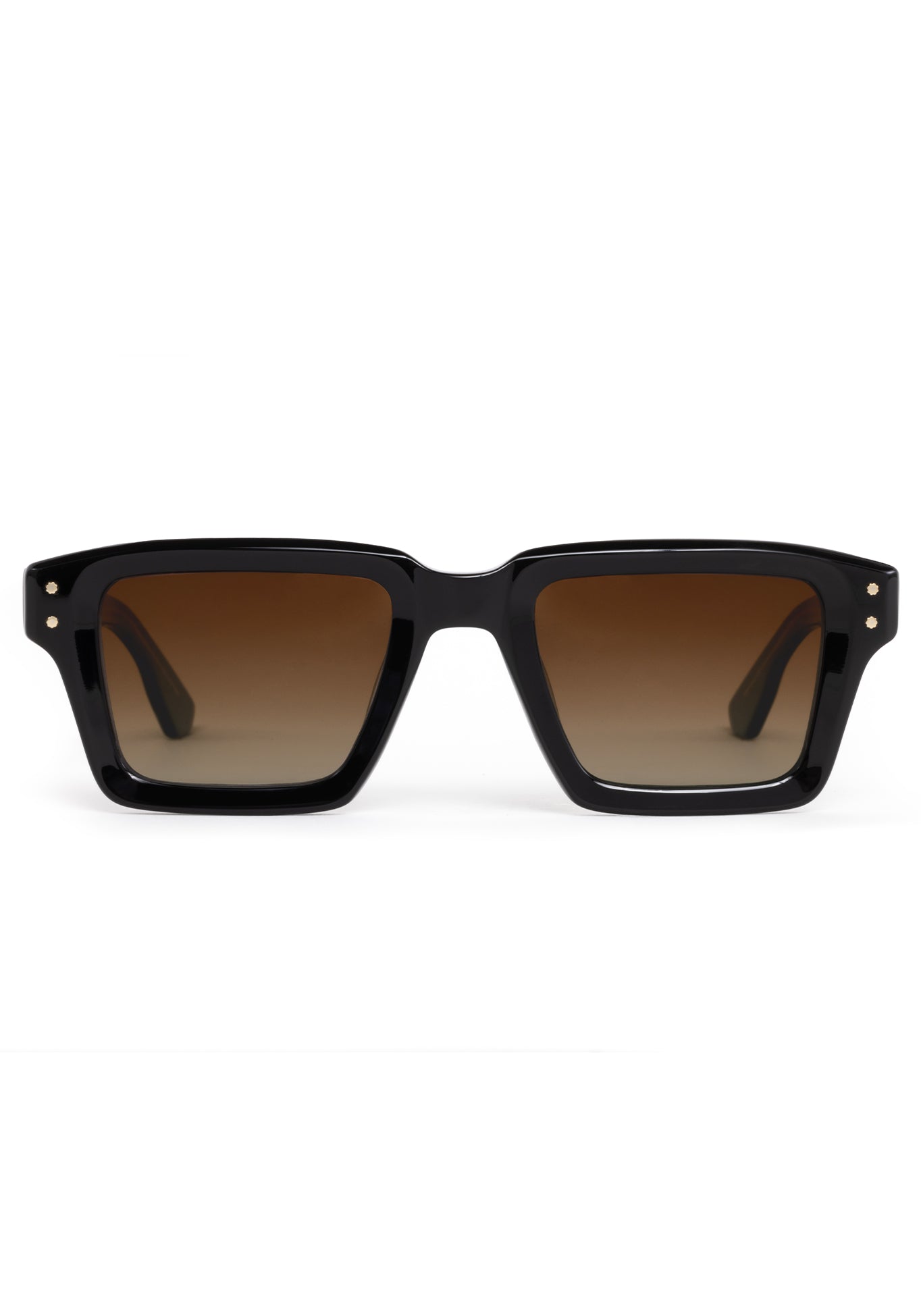 CARTER | Black + Black Tea Polarized Handcrafted, black acetate rectangular square polarized KREWE sunglasses