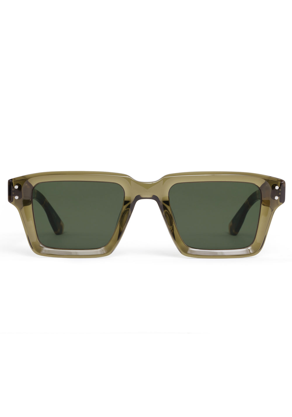 CARTER | Olive + Iberia Handcrafted, tan green and brown tortoise acetate rectangular square KREWE sunglasses