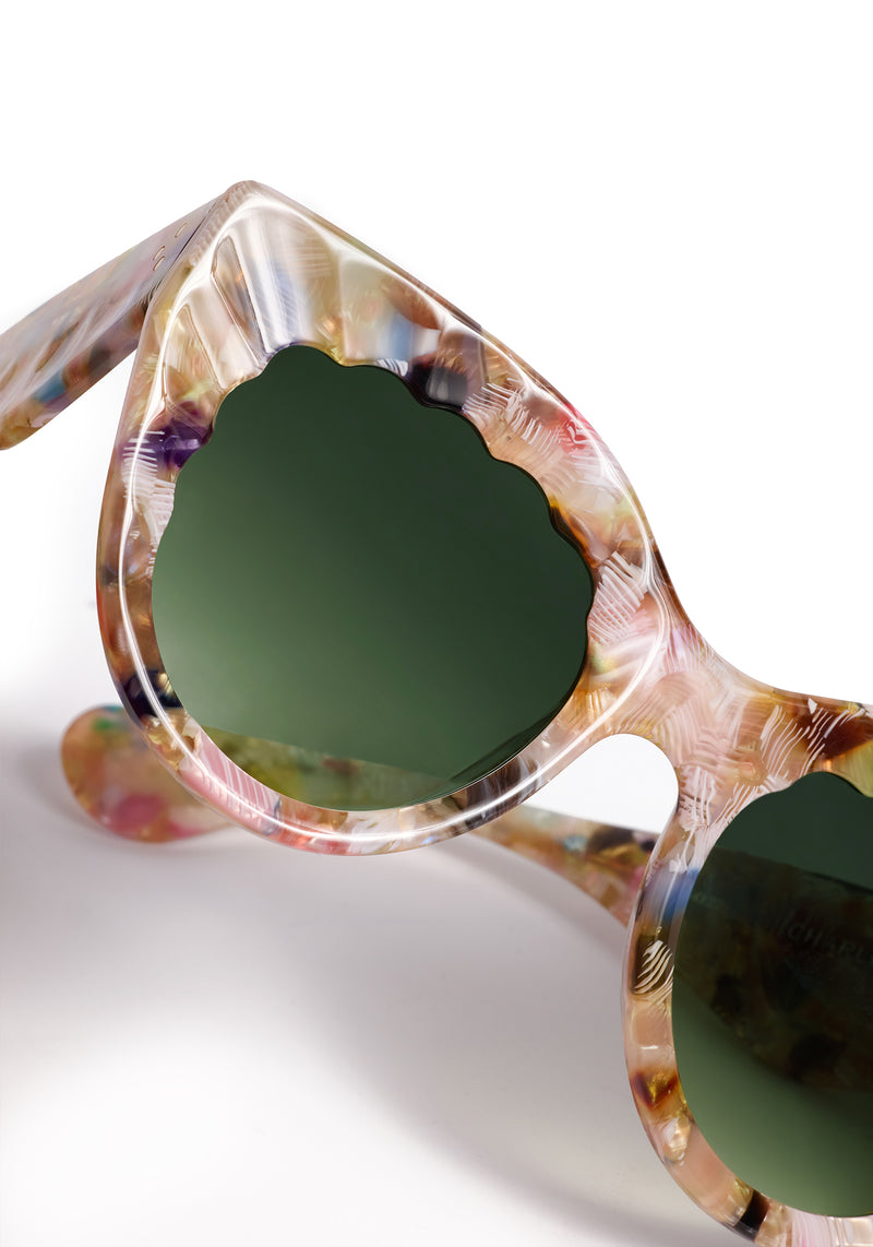 CHARLOTTE | Glace Handcrafted, luxury pastel multicolored acetate oversized scalloped cat-eye KREWE sunglasses womens model