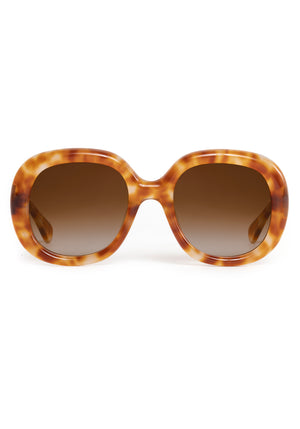 CHLOE | Blonde Amaro Handcrafted, luxury brown tan tortoise acetate round oversized KREWE sunglasses