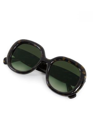 CHLOE | Tortuga Noir Handcrafted, luxury dark brown black tortoise acetate round oversized KREWE sunglasses