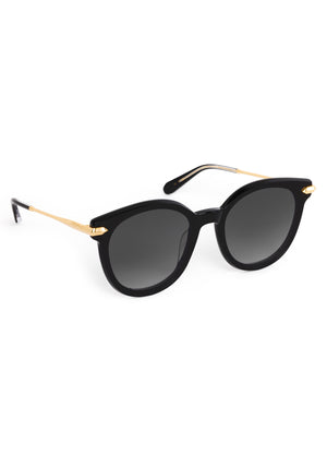 COLETTE NYLON | Black + Black and Crystal 24K Handcrafted, black acetate oversized round nylon edge to edge lens KREWE sunglasses