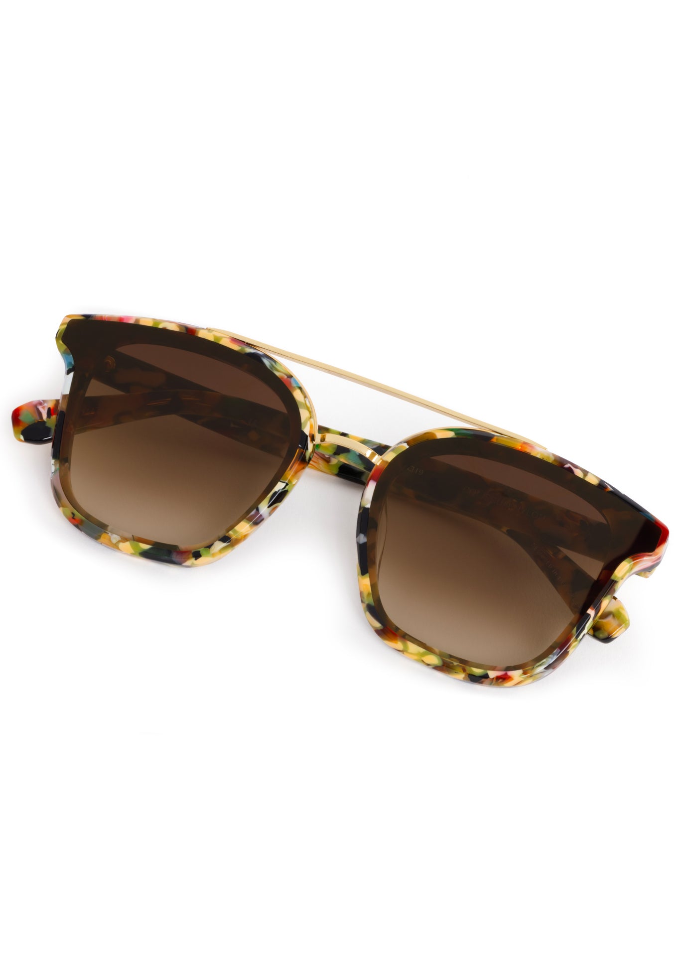 COLISEUM NYLON | Canary 18K Handcrafted, multicolored tortoise acetate oversized square aviator nylon edge to edge lens KREWE sunglasses