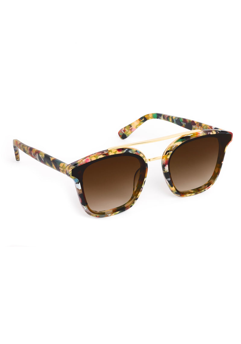 COLISEUM NYLON | Canary 18K Handcrafted, multicolored tortoise acetate oversized square aviator nylon edge to edge lens KREWE sunglasses