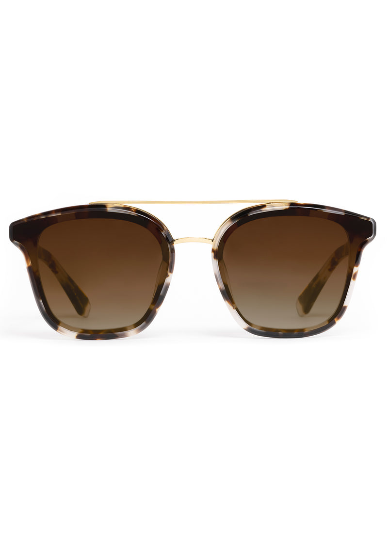 COLISEUM NYLON | Malt 18K Handcrafted, brown tan tortoise acetate oversized square aviator nylon edge to edge lens KREWE sunglasses