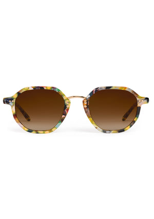 DAKOTA | Canary 18K Handcrafted, luxury, multicolored blue and yellow acetate KREWE sunglasses with gold bridge and hardware