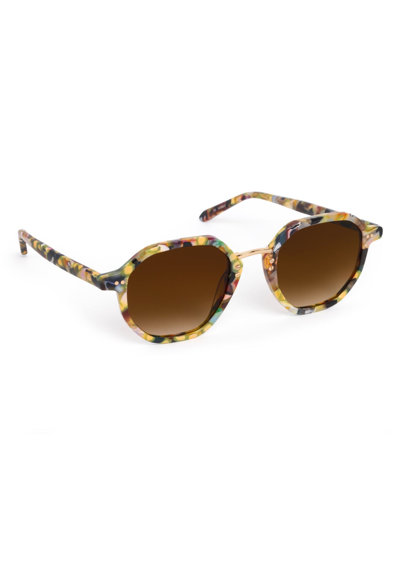 DAKOTA | Canary 18K Handcrafted, luxury, multicolored blue and yellow acetate KREWE sunglasses with gold bridge and hardware