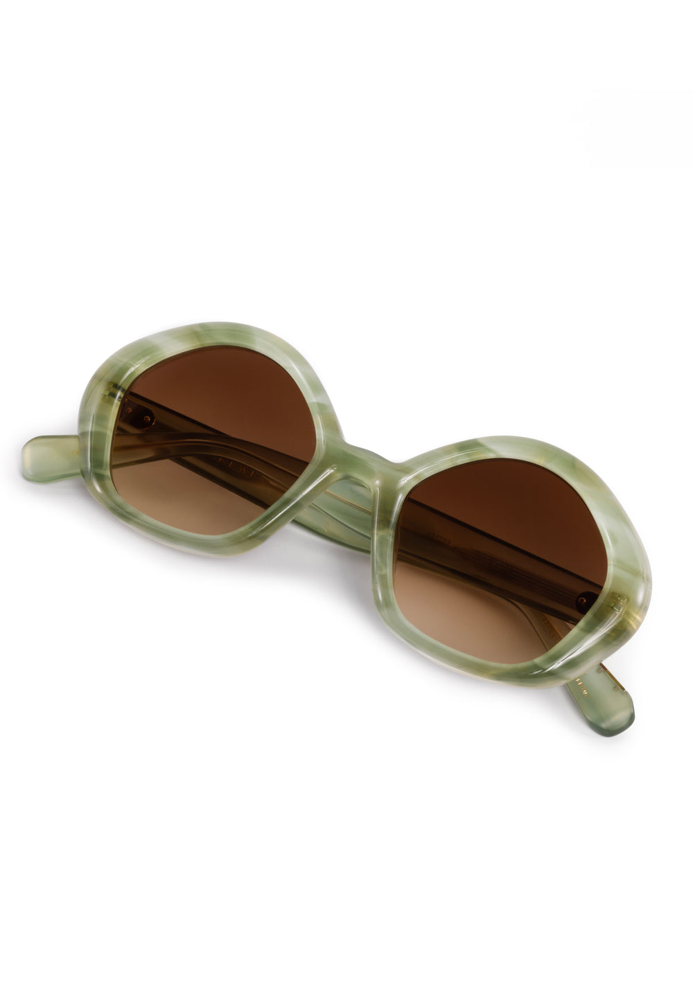 ELIZA | Selene Handcrafted, luxury light green acetate round geometric KREWE sunglasses