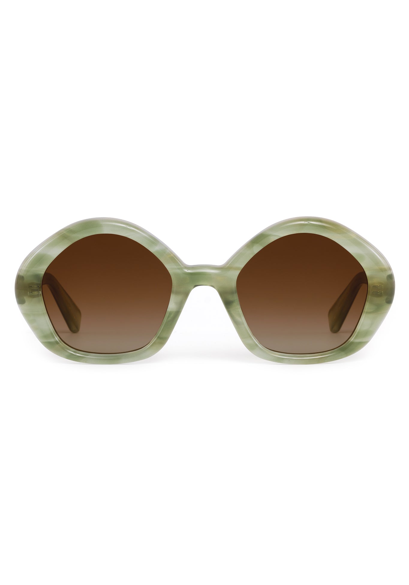 ELIZA | Selene Handcrafted, luxury light green acetate round geometric KREWE sunglasses