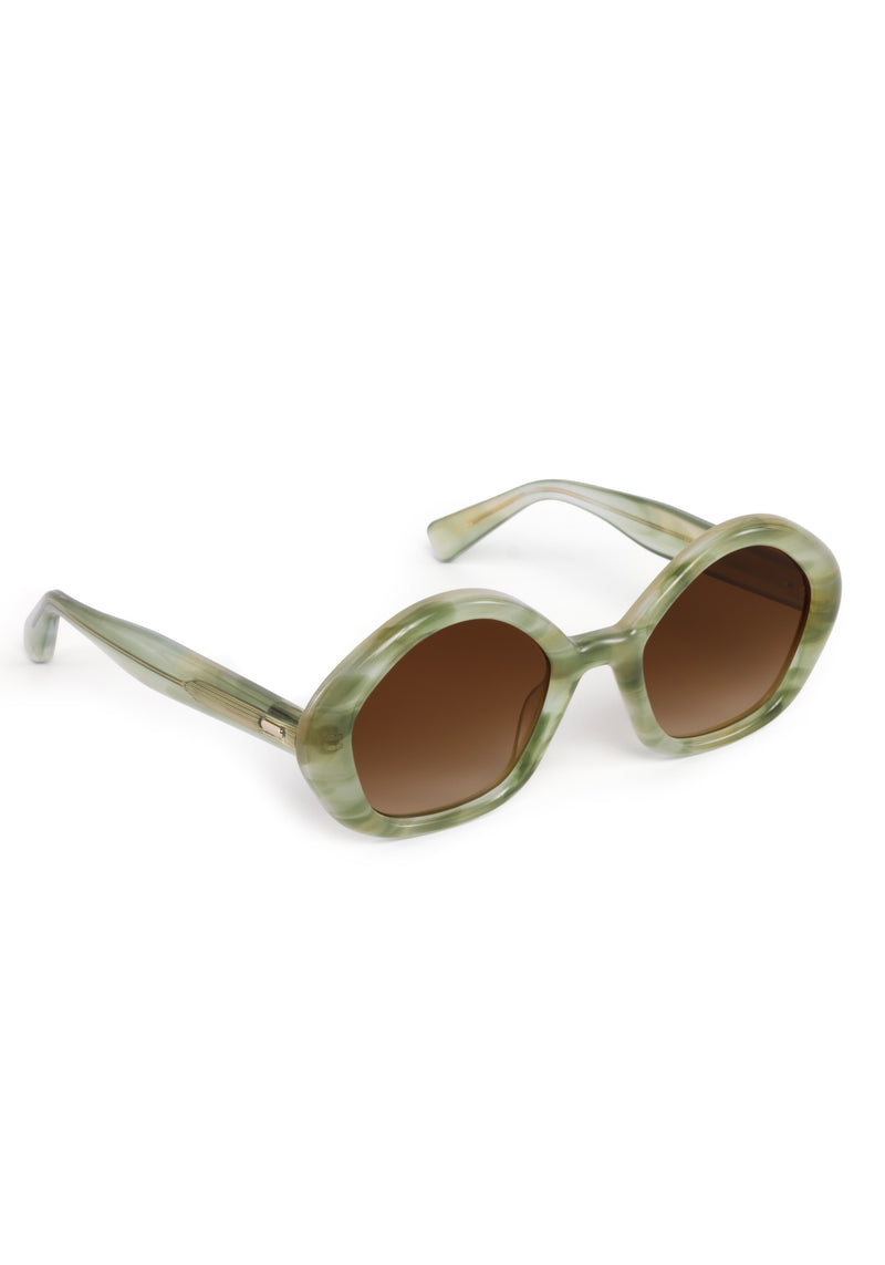 ELIZA | Selene Handcrafted, luxury light green acetate round geometric KREWE sunglasses