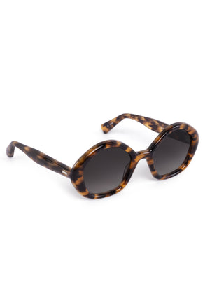 ELIZA | Venezia Handcrafted, luxury brown tortoise acetate round geometric KREWE sunglasses