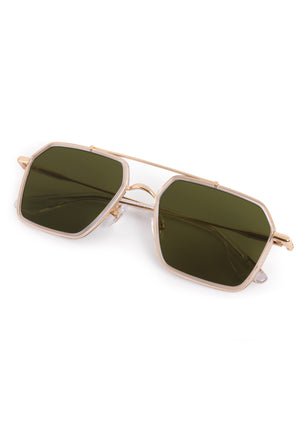 EMERY | 18K + Crystal Polarized luxury crystal clear acetate and stainless steel aviator KREWE polarized sunglasses