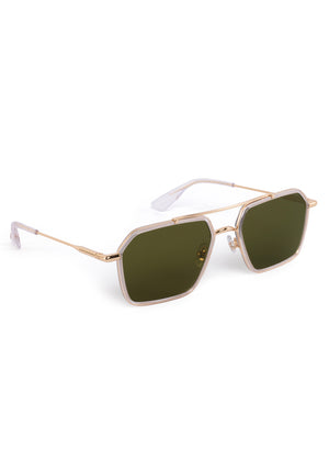 EMERY | 18K + Crystal Polarized luxury crystal clear acetate and stainless steel aviator KREWE polarized sunglasses