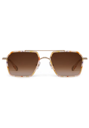 EMERY | 12K + Glace Handcrafted, luxury multicolored tortoise acetate and stainless steel aviator KREWE sunglasses