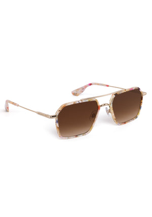 EMERY | 12K + Glace Handcrafted, luxury multicolored tortoise acetate and stainless steel aviator KREWE sunglasses