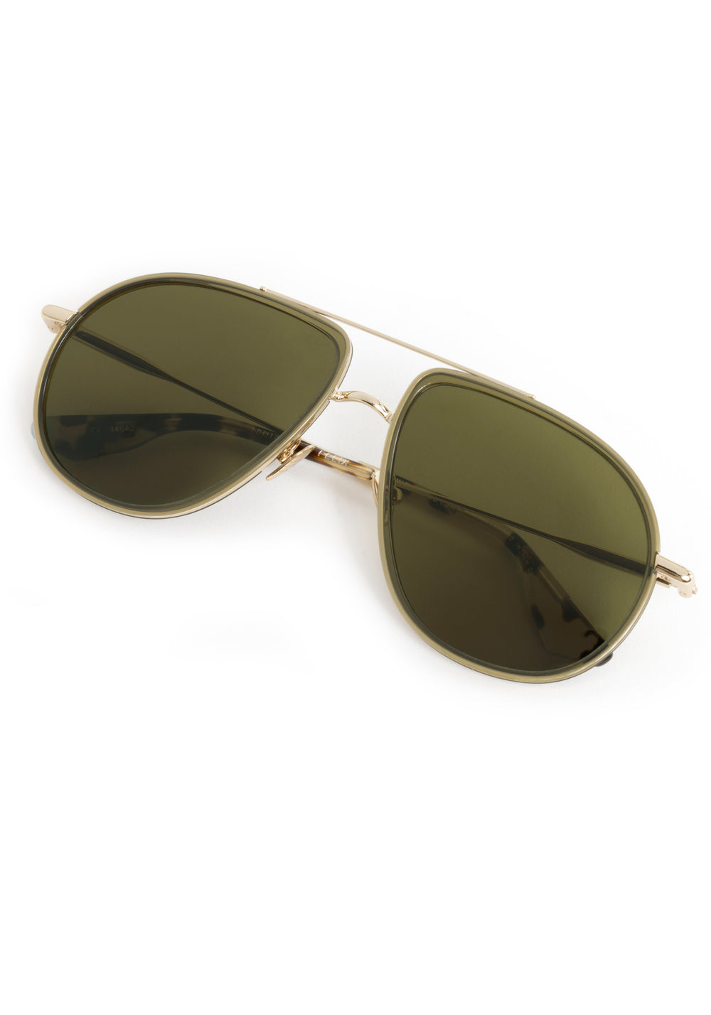 FELIX | 12K Olive + Iberia Handcrafted, luxury oversized teardrop stainless steel and green acetate aviator KREWE Greyson sunglasses 