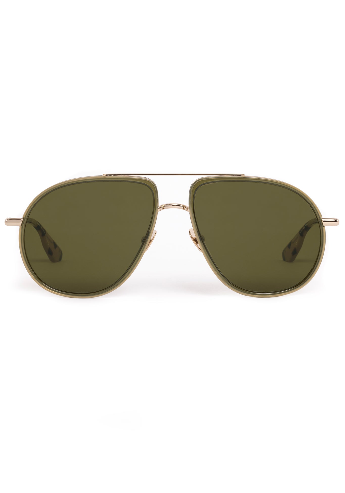 FELIX | 12K Olive + Iberia Handcrafted, luxury oversized teardrop stainless steel and green acetate aviator KREWE Greyson sunglasses 