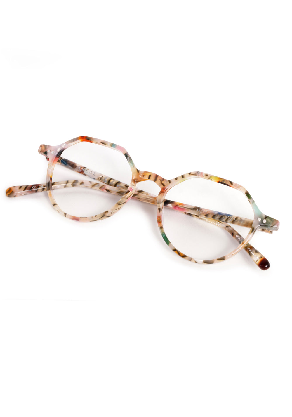 JOEL | Confetti Handcrafted, luxury multicolored pastel tortoise round octagonal KREWE eyeglasses