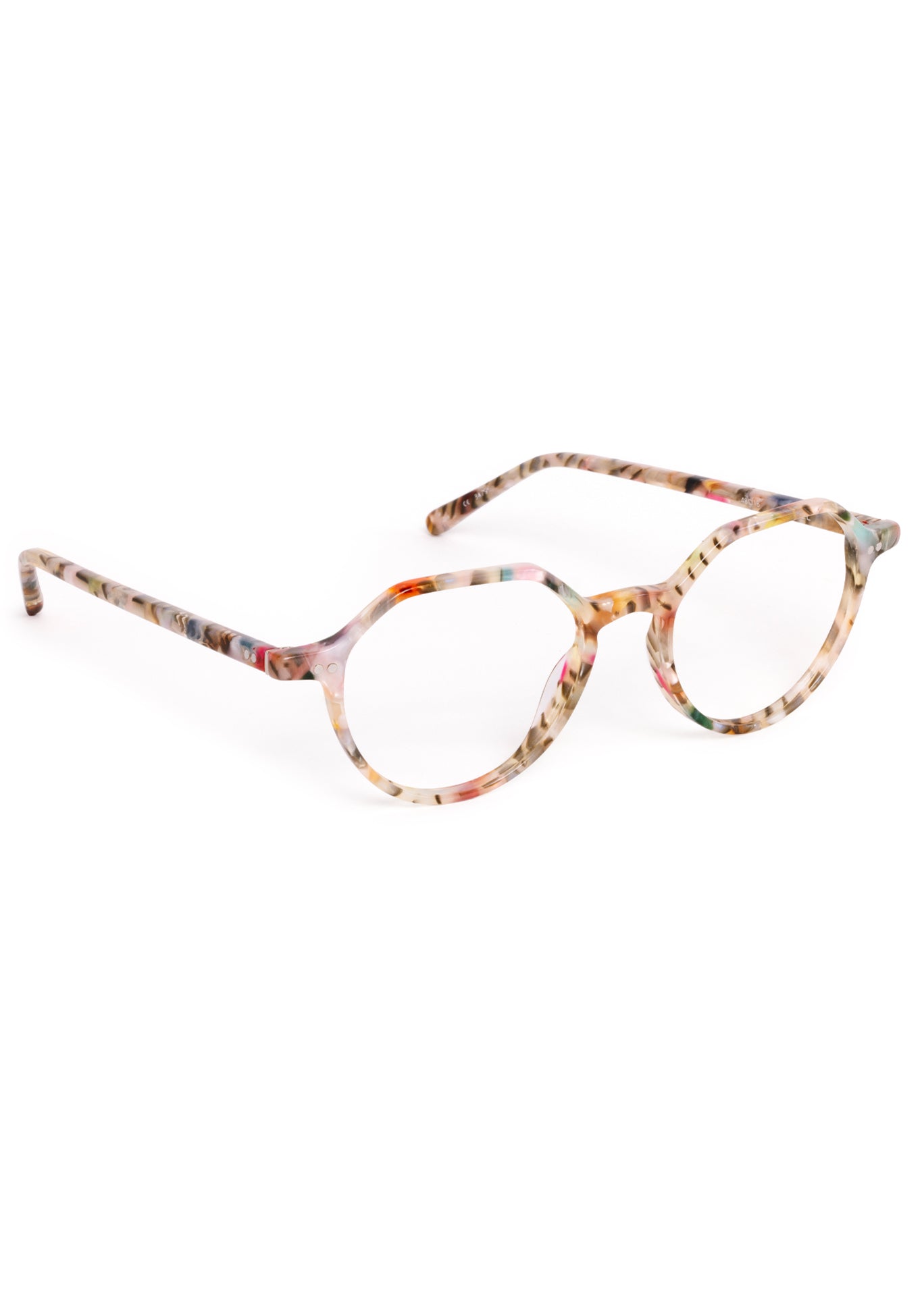 JOEL | Confetti Handcrafted, luxury multicolored pastel tortoise round octagonal KREWE eyeglasses