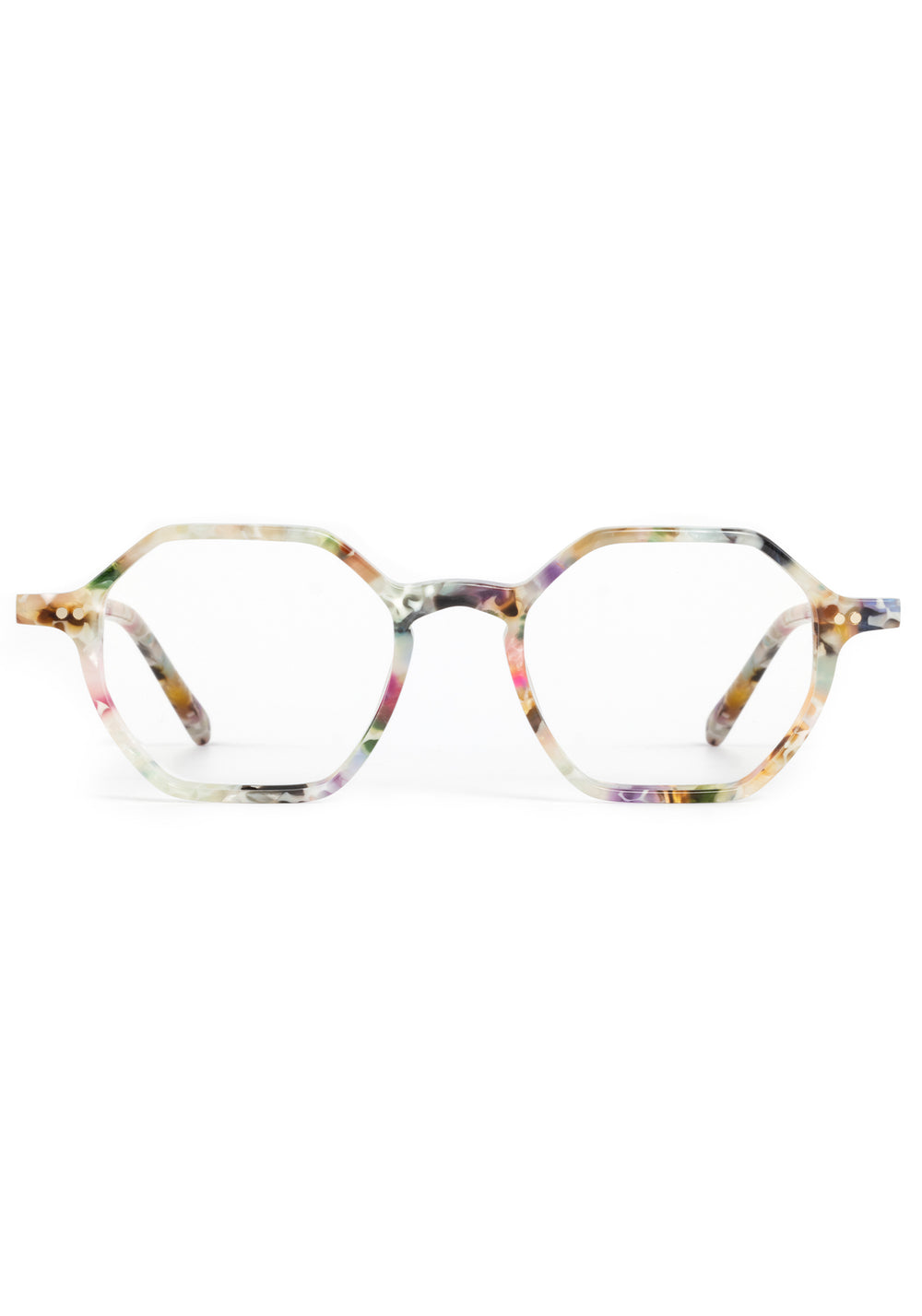 JULIEN | Sucre Handcrafted, luxury pastel multicolored acetate small octagonal geometric KREWE eyeglasses
