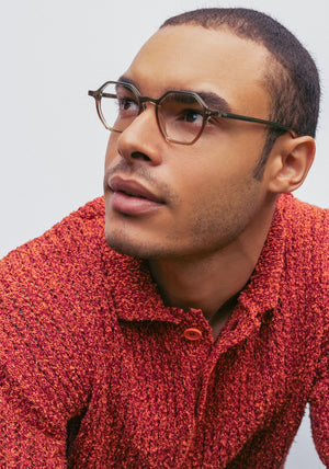 KREWE - JULIEN | Wasabi Handcrafted, luxury green and orange acetate eyeglasses mens model campaign | Model: Jeffrey