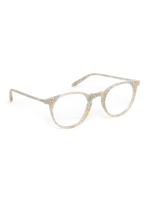 LISBON | Heishi Handcrafted, luxury cream and blue pastel tortoise small round KREWE eyeglasses