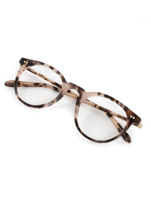 LISBON | Matte Sunday Tortoise Handcrafted, luxury brown tortoise small round KREWE eyeglasses