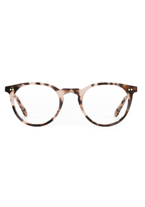 LISBON | Matte Sunday Tortoise Handcrafted, luxury brown tortoise small round KREWE eyeglasses