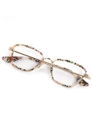 LUNA | 12K Titanium + Poppy Handcrafted, luxury multicolored acetate and titanium cat-eye KREWE eyeglasses